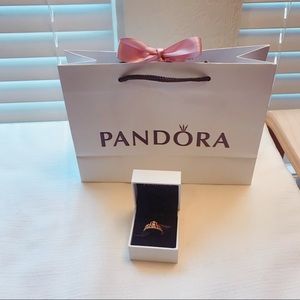 PANDORA Princess Tiara Crown Ring/gold rose/size 7